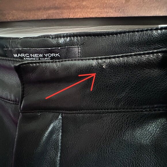 Marc New York by Andrew Marc Womens Sz 10 Black Faux Leather Pants Straight Leg - Picture 7 of 9